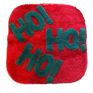 Christmas Area Rug 23”x24” Ho Ho Ho Indoor Pile Hooked Novelty Seasonal Plush